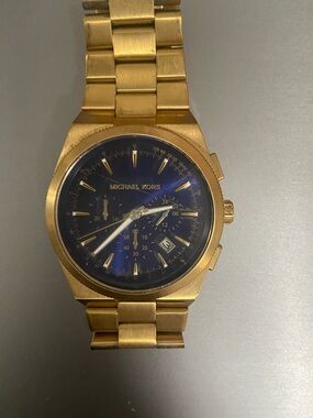Michael Kors Gold and Blue Chronograph Bracelet Watch